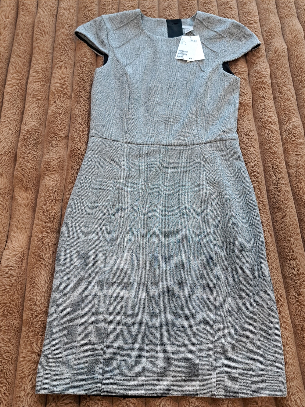 H&M Houndstooth Cap Sleeves Dress Size 4 Fitted NWT